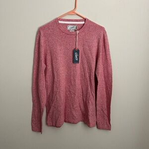 Grayers James Linen Cotton Crew Sweater Size Small Red and White Stripe